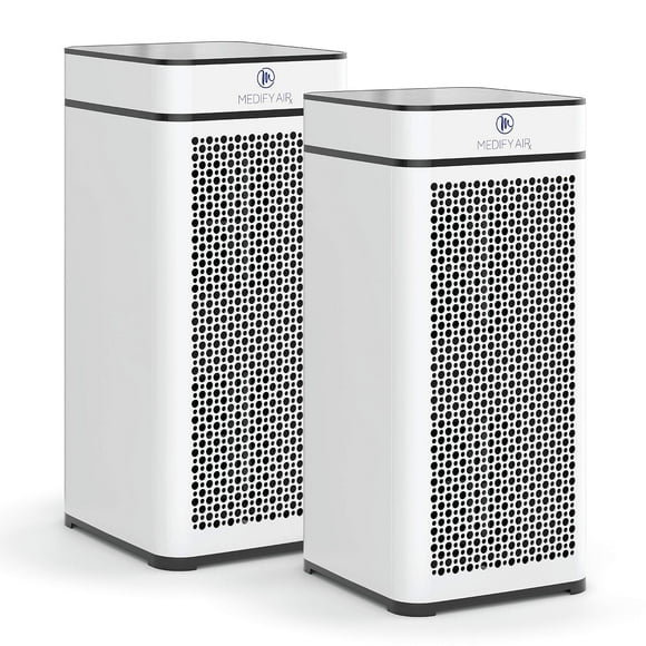 Purificador de aire Medify MA-40 True HEPA H13, paquete de 2 unidades, blanco