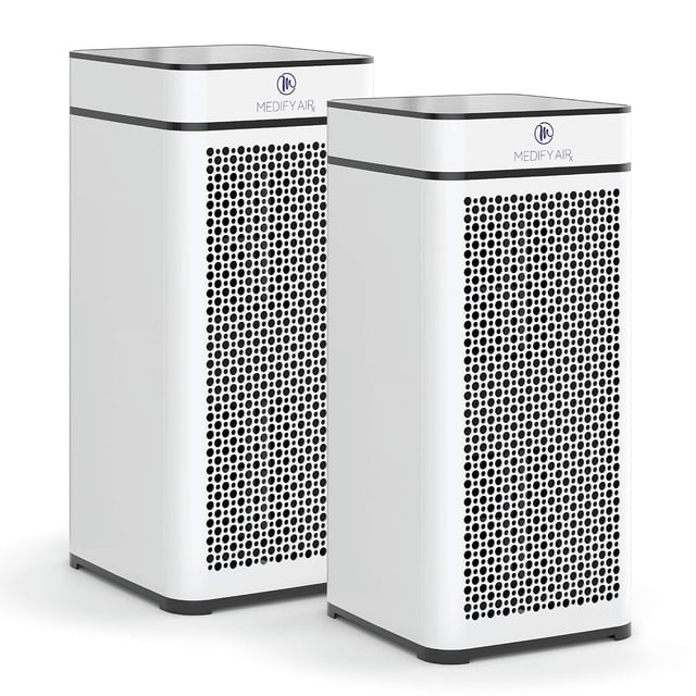 Purificador de aire Medify MA-40 True HEPA H13, paquete de 2 unidades, blanco