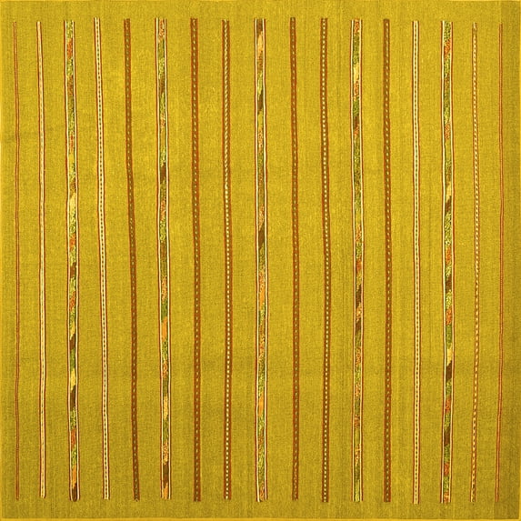 Ahgly Company Machine Washable Indoor Square Abstract Yellow Contemporary Area Rugs, 6' Square