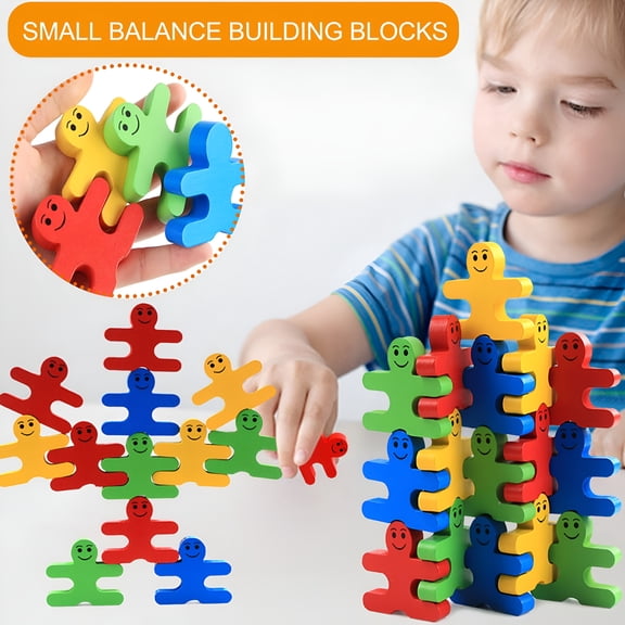 BESTSKY Simle Building Blocks Wooden Children'S Puzzle Toys Toddlers Educational Toys for Baby Boys Girls Age 1 2 3 Year Old Wooden Blocks for Toddlers 1-3