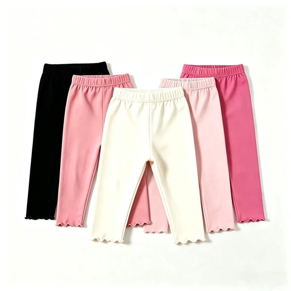 Yibosean Baby Girls 5-pack Ruffle Ankle Leggings, Soft Stretch Pants for Toddler Girls 6M-4T