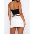 thumbnail image 5 of Womens Vintage Slim Fit Denim Mini Skirt Fashion Casual High Waist A Line Stretch Jeans Skirt White M, 5 of 7