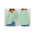 thumbnail image 2 of Rdhnmea Women Long Sleeve T-Shirts Stripe Turn-Down Collar V-Neck Shirts, 2 of 7