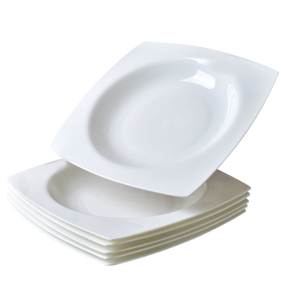 Salad Kitchen Plate set for 6,Square Plate Sets for Elegant Dining,Microwave Safe White Plates Ceramic Tableware Set,Ideal for Home or Restaurant