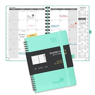 POPRUN Small Planner 2023-2024 (4''x 6.25'') Academic Planner Weekly and  Monthly (July 23-June 24) Leather Hard Cover, Planner with Hourly Time  Slot
