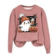 thumbnail image 4 of Jkety Halloween Shirts for Women Long Sleeve Crewneck Casual Dressy Tops Funny Graphic Halloween Fall Fashion Outfits(Light Pink,4XL), 4 of 4