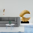 thumbnail image 2 of Escultura de hoja, estatua de ola oceánica, figura de arte en hierro, pieza decorativa de resina con base de madera, diseño abstracto, adecuada para d, 2 of 8