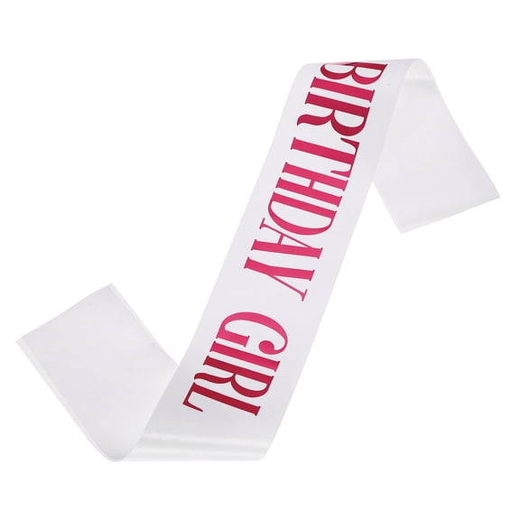 Uxcell Birthday Girls Sash with Pin Pink Lettering Party Favors Supplies Decorations Accessories for Women Costume Gifts Sweet Birth Day, White