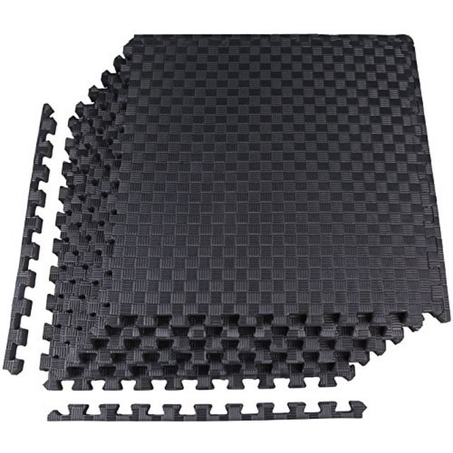 BalanceFrom 6-Pack 24”x24” Interlocking Foam Puzzle Exercise Mat, 1” Thick, Black
