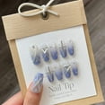 thumbnail image 2 of ADITYSHOP - Handmade Azure & Argent Cross Press-On Nails Small Blue Chrome Cross, Kit included, 2 of 11