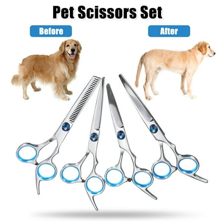 7 in 1 Professional Sharp Edge Dog PET GROOMING SCISSORS+Straight-Edge Shear -Sharp+Strong Stainless Steel Blade with Combs Trimmer Shears