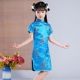thumbnail image 2 of Ruyang Girls Chinese Gheongsam Floral Graphic Traditional Dress Kids New Year Embroidery Qipao Skirt Stand Collar Side Split Outfits, 2 of 5