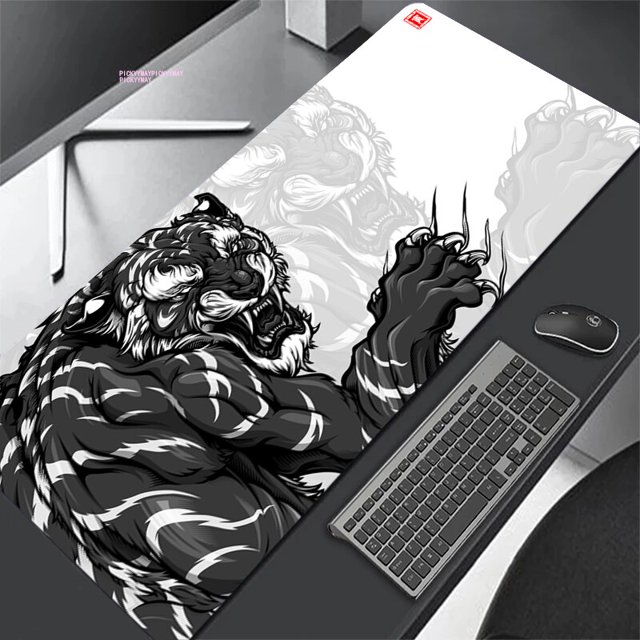 Alfombrilla de ratón en blanco y negro, alfombrilla para teclado de gran empresa, alfombrillas de ratón XXXL, alfombrilla de escritorio de goma de 31,4x11,8 pulgadas, Alfombra de escritorio de diseño LIUWENJING unisex