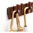 thumbnail image 6 of Wooden Coat Hooks Wall Mounted, Coat Rack Hanger Wall Mount with 5 Hooks, Modern Piano Coat Racks for Hanging Coats Keys Hats Towels Bags, Space-Saving Entryway Coat Rack, Walnut, 6 of 7