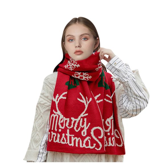Seductiva Fall Scarf for Women, Soft Classic Feel Winter Scarf Christmas Red Scarf Warm And Thick Cute Knitted Woolen Fawn Scarf Winter Holiday Scarves