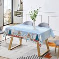 thumbnail image 3 of Nanqianyi Christmas Snowflake Tablecloth 60x120 Inches Rectangular, Winter Village Blue Water Resistant Table Cloth, Xmas Party Decorations for Kitchen, 3 of 11