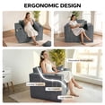 thumbnail image 3 of 41.5"Boneless Chair, Gray Single Sofa, Corduroy Cloud Sofa for Living Room, 2 Cup Holders, 2 Storage Pockets, No Assembly Required, 3 of 10