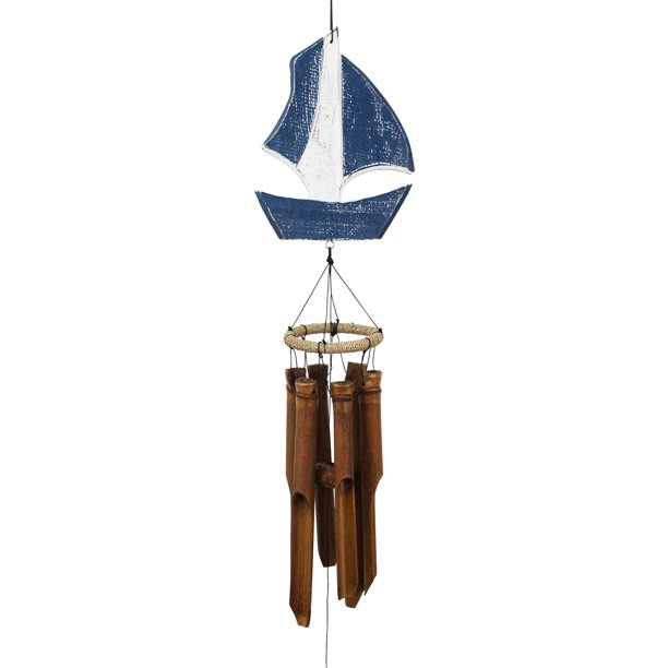 Carved Sailboat Wind Chime