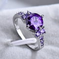 thumbnail image 2 of Purple Zircon Diamond Inlay Copper Band Ring Korean Style White Gold Gem Jewelry Fashion Accessory Women Gleam, 2 of 5