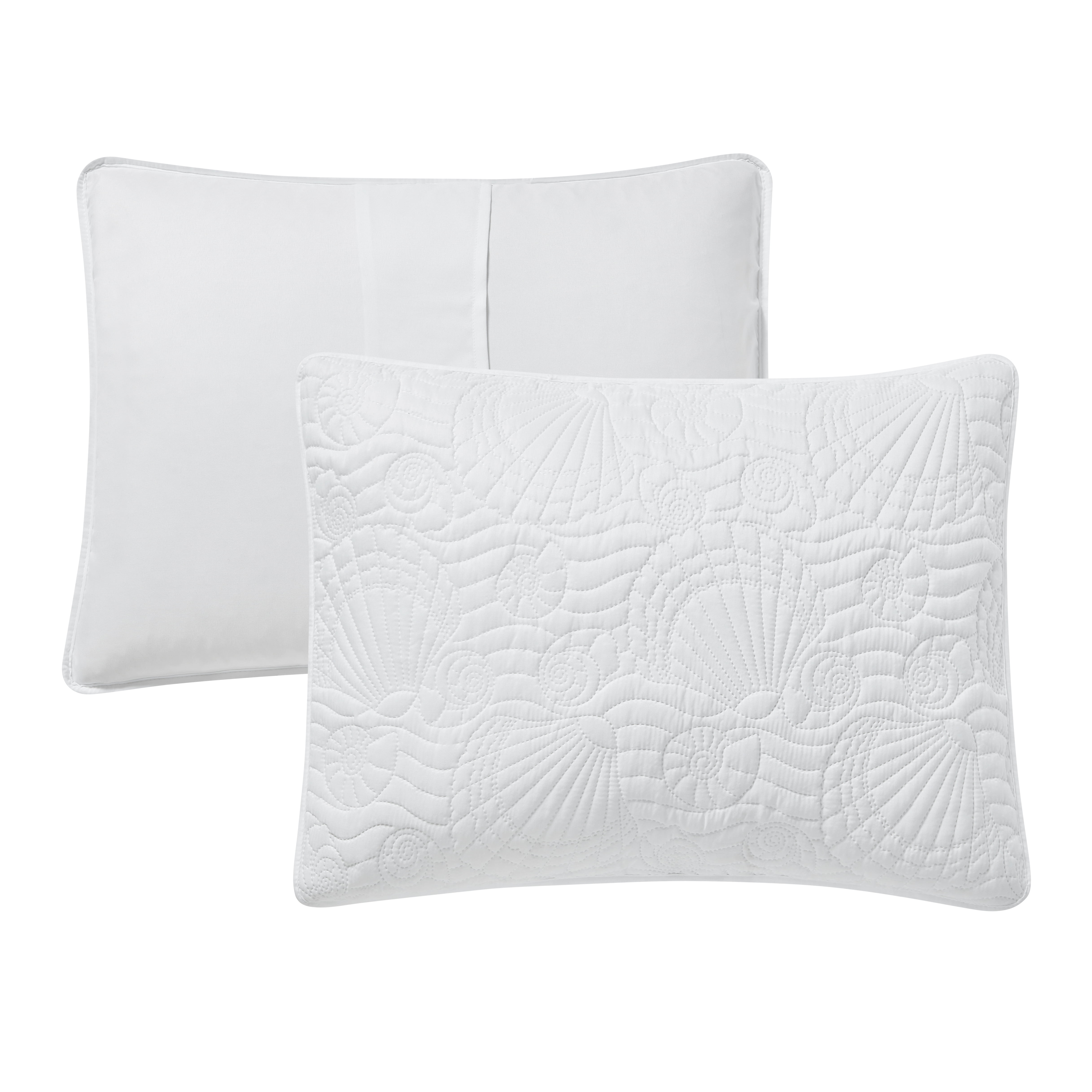 VCNY Home Ocean Coastal 3-Piece White Textured Seashell Quilt Set, King, Adult, Unisex