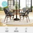 thumbnail image 4 of Martha Stewart 31.5" Round Indoor-Outdoor Bistro Dining Table with Natural Woodgrain Aluminum Finish Frame and Black/White Woven Rattan Tabletop, 4 of 10