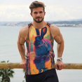 thumbnail image 6 of KLL Neon Rabbit In Archway Print Men's Muscle Gym Workout Stringer Tank Tops Bodybuilding Fitness T-Shirts Tank Tops Men-Medium, 6 of 7
