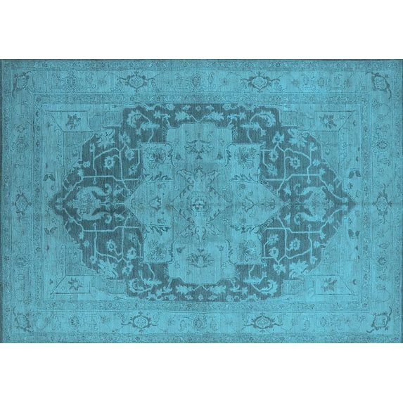 Ahgly Company Indoor Rectangle Oriental Light Blue Industrial Area Rugs, 8' x 10'