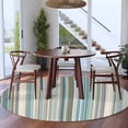 thumbnail image 3 of Light Blue Striped Round Area Rug 5Ft Washable Circle Rugs for Living Room Bedroom, Farmhouse Thin Line Modern Abstract Art Non-Slip Carpet Floor Mats Indoor Outdoor Carpet Runner Home Decor, 3 of 8