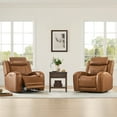 thumbnail image 6 of Spruce & Spring Leather Dual-Motor Lay Flat Recliner with Diamond Quilting, Saddle, 6 of 12