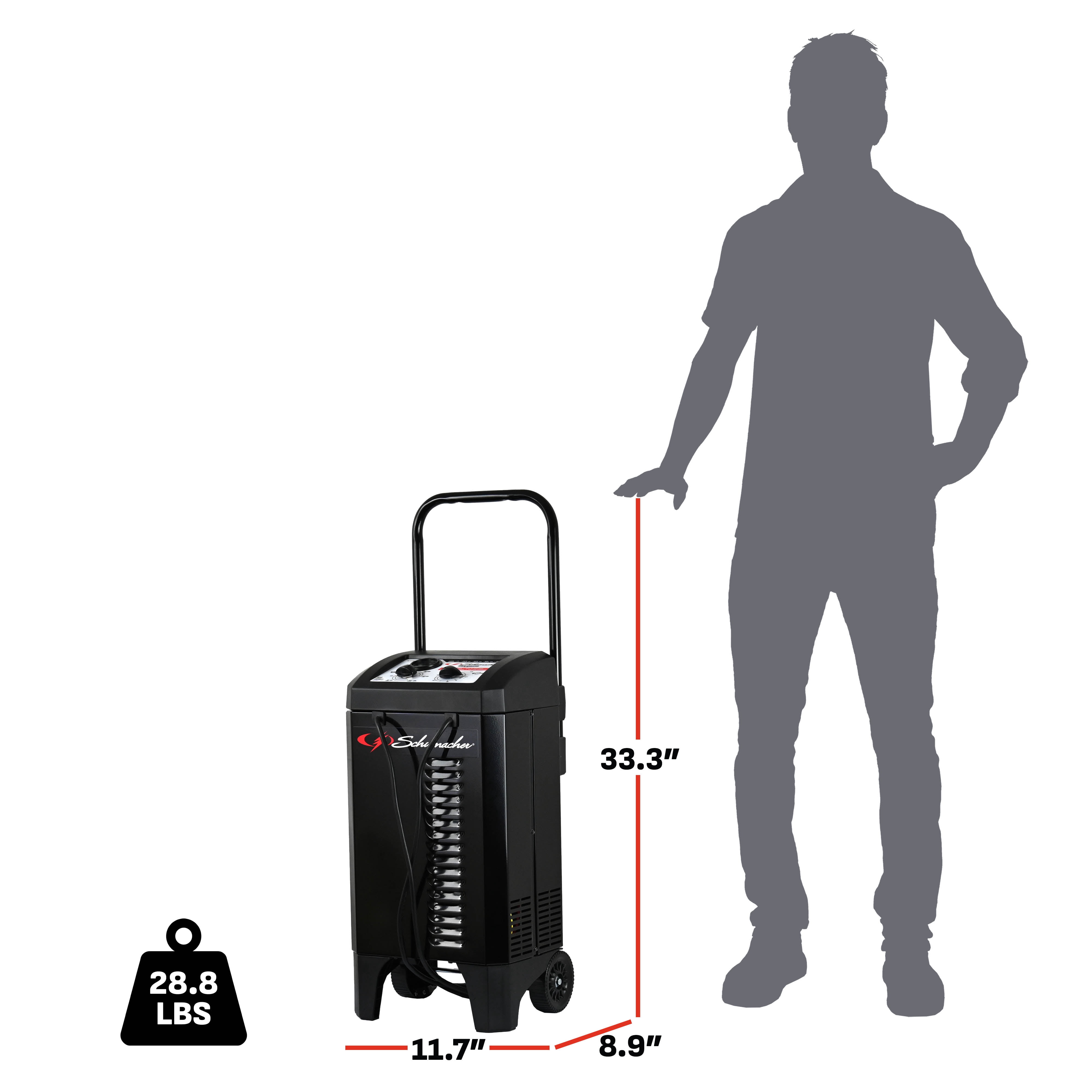 Schumacher Electric Wheeled Manual 10A Car Battery Charger and 200A Engine Starter, 40A Boost, 6V/12V Sport, Auto, and Marine Batteries, SC1446