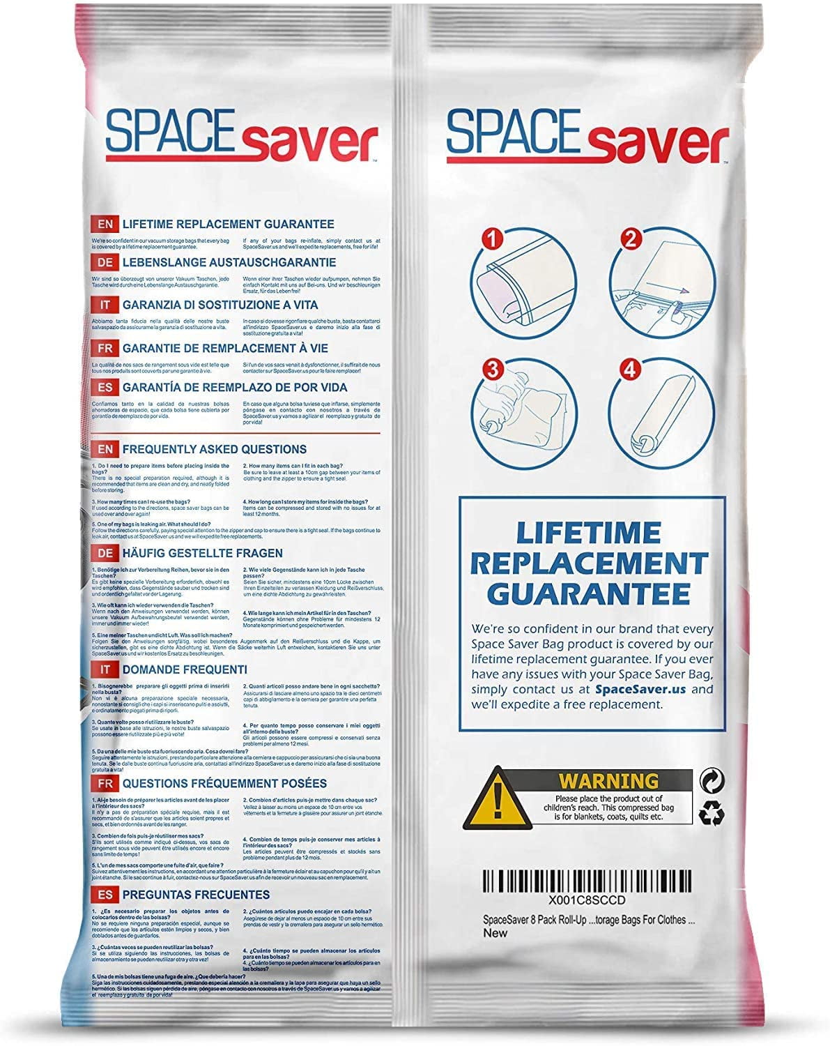 The Chestnut 8 Space Saver Bags - No Vacuum or Pump Needed - Roll-Up  Compression Bags for