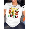 thumbnail image 1 of Camiseta informal de manga corta y cuello redondo para mujer con estampado de letras de enanos, diseño geométrico, tela de algodón, cómoda prenda de verano para todas las estaciones., 1 of 6