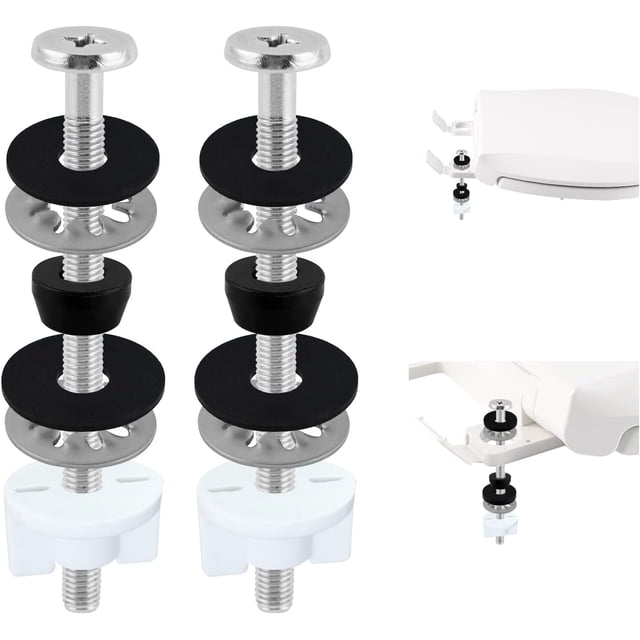 2 Pièces Boulons de Siège de Toilette, Remplacement de Vis de Siège de Toilette Universel Robuste, Écrous de Verrouillage en Acier Inoxydable de 3,35 Pouces, Rondelles en Caoutchouc, Joints, Kit de Vis de Réparation de Toilettes