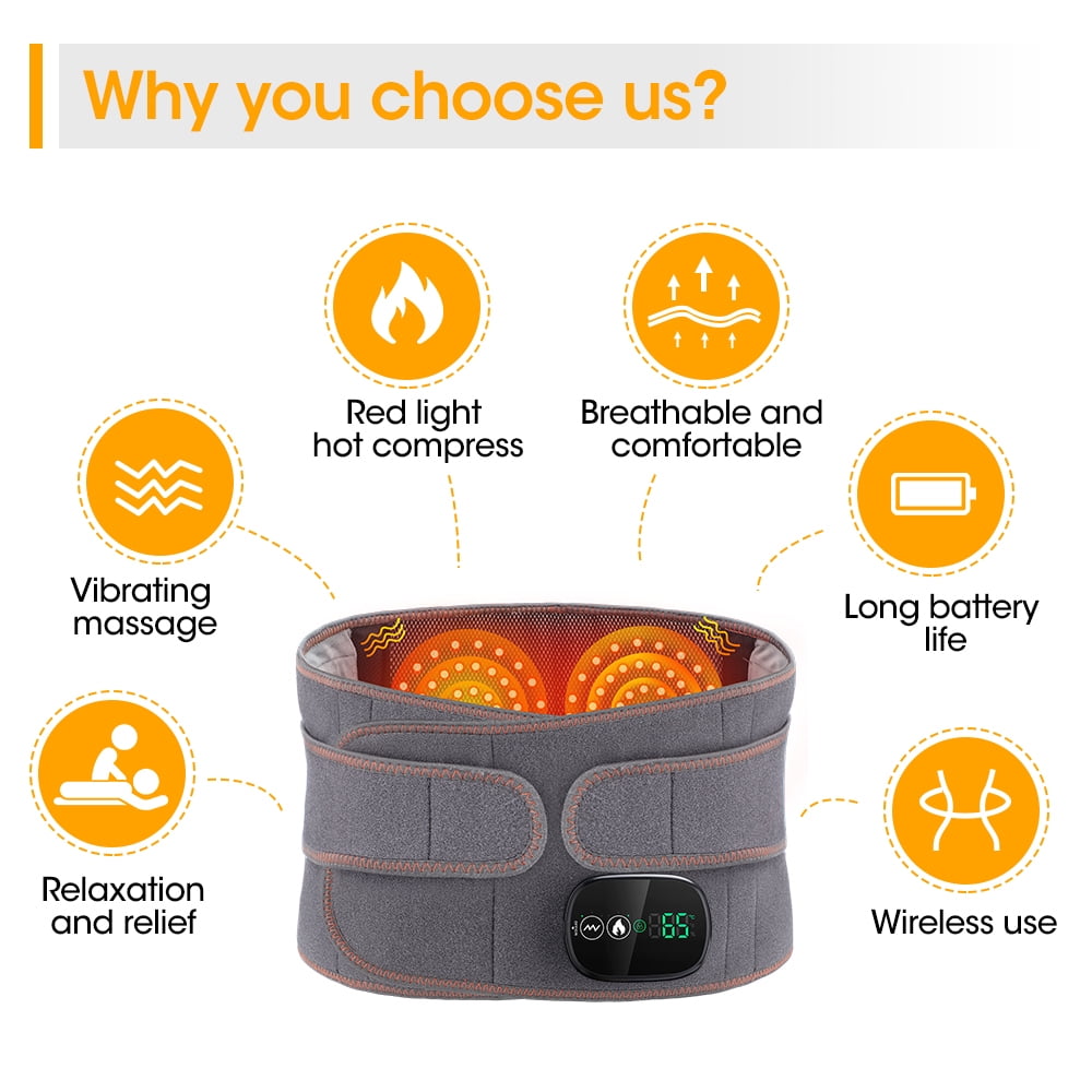 Red Light Therapy Heating Back Brace Pad, Neoprene Heated Waist Belt Back Massager for Post Sporting and Fatigue Care