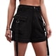 thumbnail image 1 of Pantalones Cortos de Sarga de Tiro Medio y Alto para Mujer, Elásticos, con Bolsillos, para Discotecas Negro XXL, 1 of 8