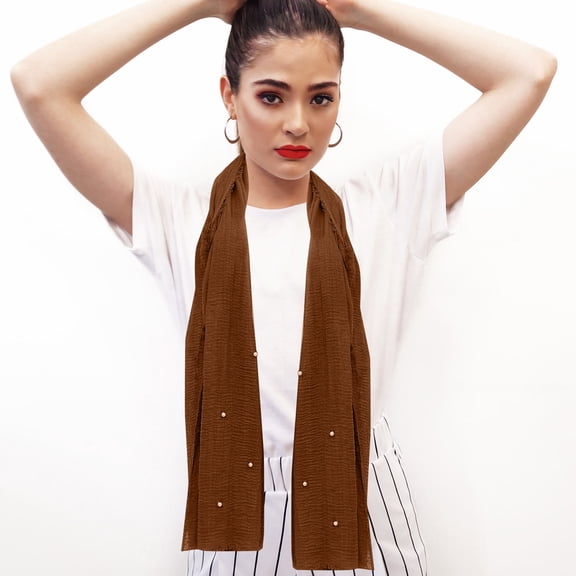 LOLIPPYY 1Pc Comfortable Brown Scarf Outdoor Shawl with Delicate Detail