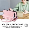 thumbnail image 3 of Compatible with Google Pixel 9 / 9 Pro Crossbody Wallet Case,Flip Folding Kickstand,With Card Slots,Long Strap&Short Strap,Zipper Pocket,Shockproof Heavy Duty PU Leather Phone Case,Pink, 3 of 8