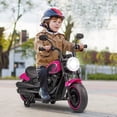 thumbnail image 2 of Costway Motocicleta eléctrica para niños de 6 V con ruedas de entrenamiento, faros LED, tablero de música, color rosa, 2 of 3