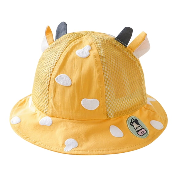Splozh Sun Hat for Newborn Baby Girl Kids Adjustable Chin Strap Sun Hats Summer Sun Hat Cute Cartoon Outdoor Beach Bucket Cap Yellow,One Size