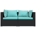thumbnail image 3 of vidaXL Patio Loveseat with Cushions Black Poly Rattan, 3 of 10