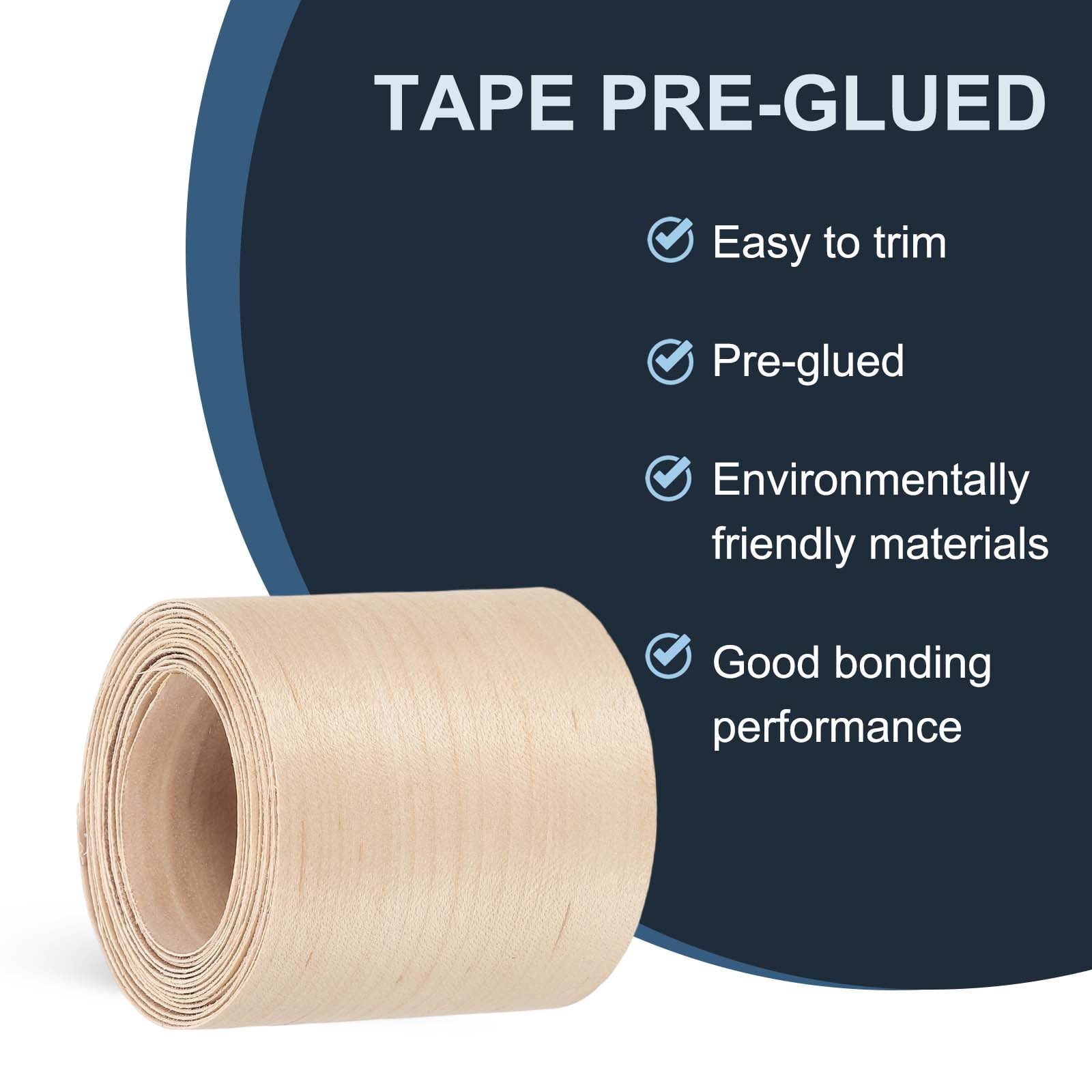 Uxcell Edge Banding, Wood Veneer Tape Pre-glued Flexible Plywood Edge Banding with Hot Melt Adhesive for Furniture Maple 3 Inch x 10 ft