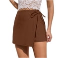 thumbnail image 2 of Xaqiouau Womens Solid High Waisted Tie Waist Wrap Skort with Built in Shorts Stretchy Lightweight Athletic Skirt for Workout Tennis Golf Daily Wear, 2 of 6