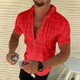 thumbnail image 2 of Big and Tall Shirts for Men Hooded Zipper Cardigan T Shirt Summer Fashion Plaid Sleeveless T Shirt Mens Lapel Top Mens Large Tall Shirts Heavy Men for Short Sleeve Running Clothes M, 2 of 8