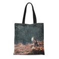 thumbnail image 1 of JSDART Sac en Toile Réutilisable Sac de Courses Portrait de Cerf Rouge dans la Forêt Scène Automne Sac Fourre-Tout, 1 of 1