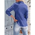 thumbnail image 2 of Women's Long Sleeve Fitted Shirt Button Front Collared Casual Commuter Blouse, 2 of 3