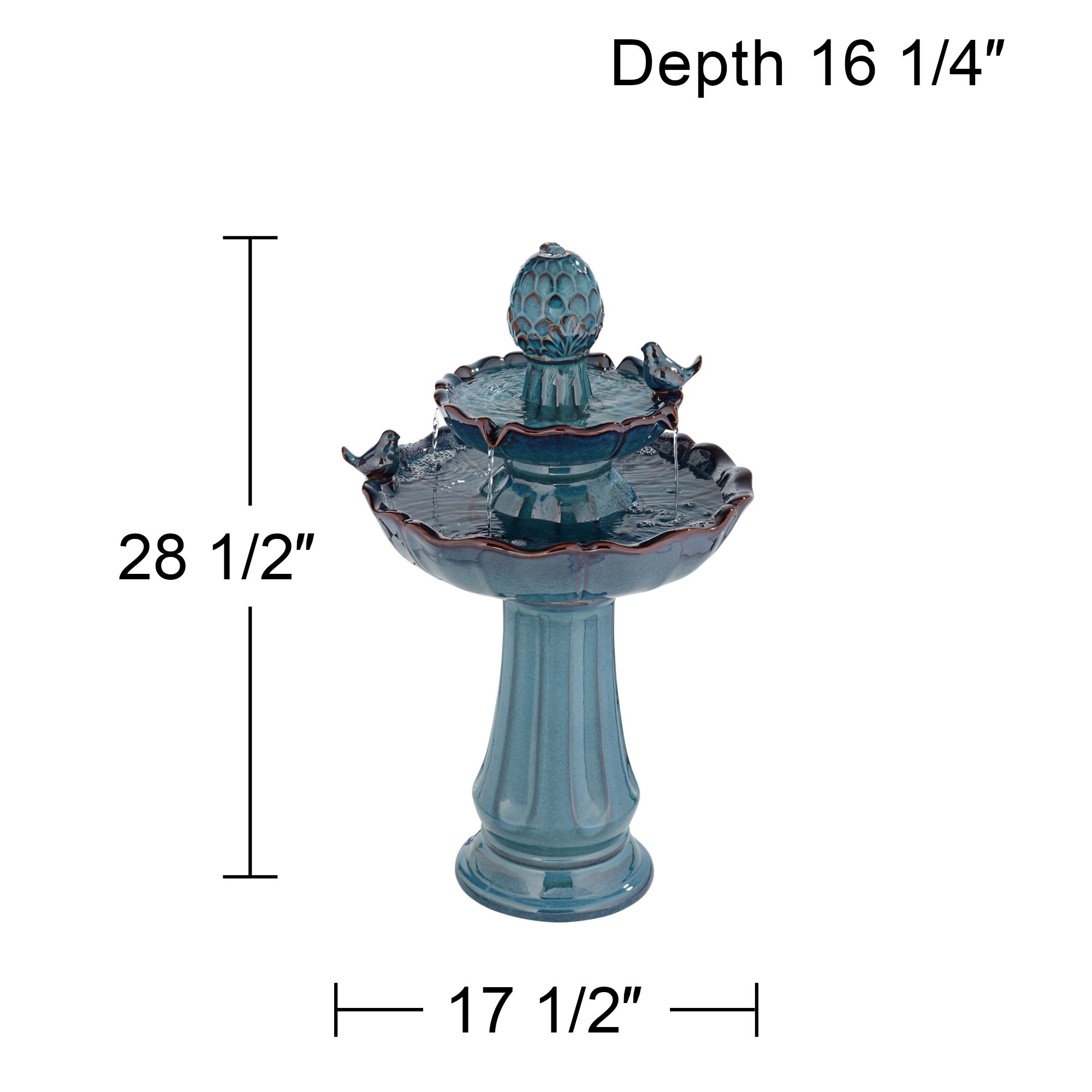Bathing Bird 28 1/4" High Large Asian Outdoor Decor Turquoise Ceramic Floor Fountain 2-Tier Outside Garden Patio