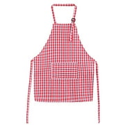 Kids Aprons, Children's Artists Aprons Pure Cotton Gingham Aprons with Pocket and Adjustable Neck Strap, Painting Apron, Baby Chef Apron Party Aprons (Red, L)