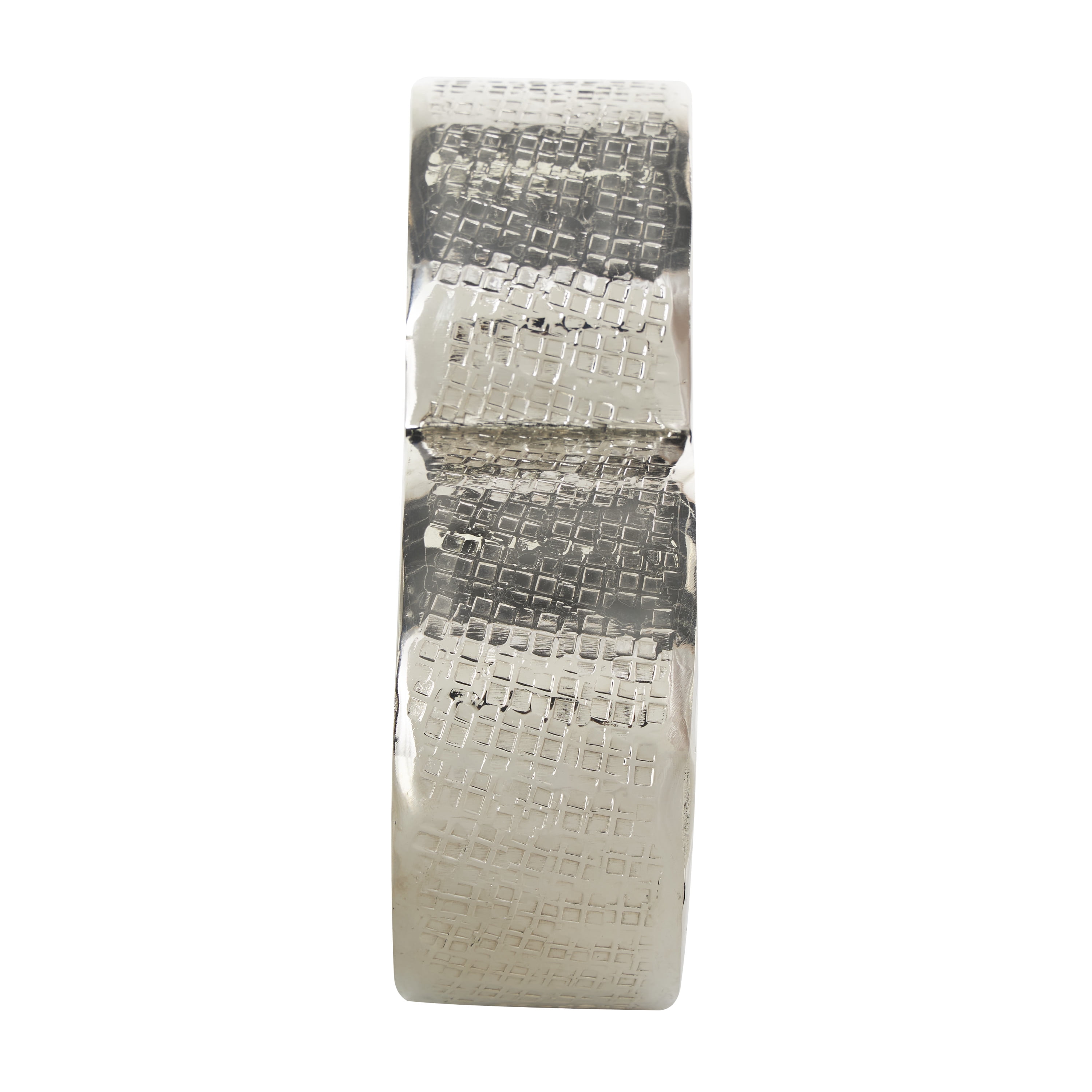 9" x 9" Silver Aluminum Slanted Heart Sculpture with Cube Textured Exterior, by DecMode