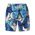 thumbnail image 4 of Lsque Mens Swim Trunks Blue and White Butterflies Pattern - Bathing Suit Compression Liner - Beach Swim Shorts Swimwear - (S-3XL) - Stretch Quick Dry -Large, 4 of 9