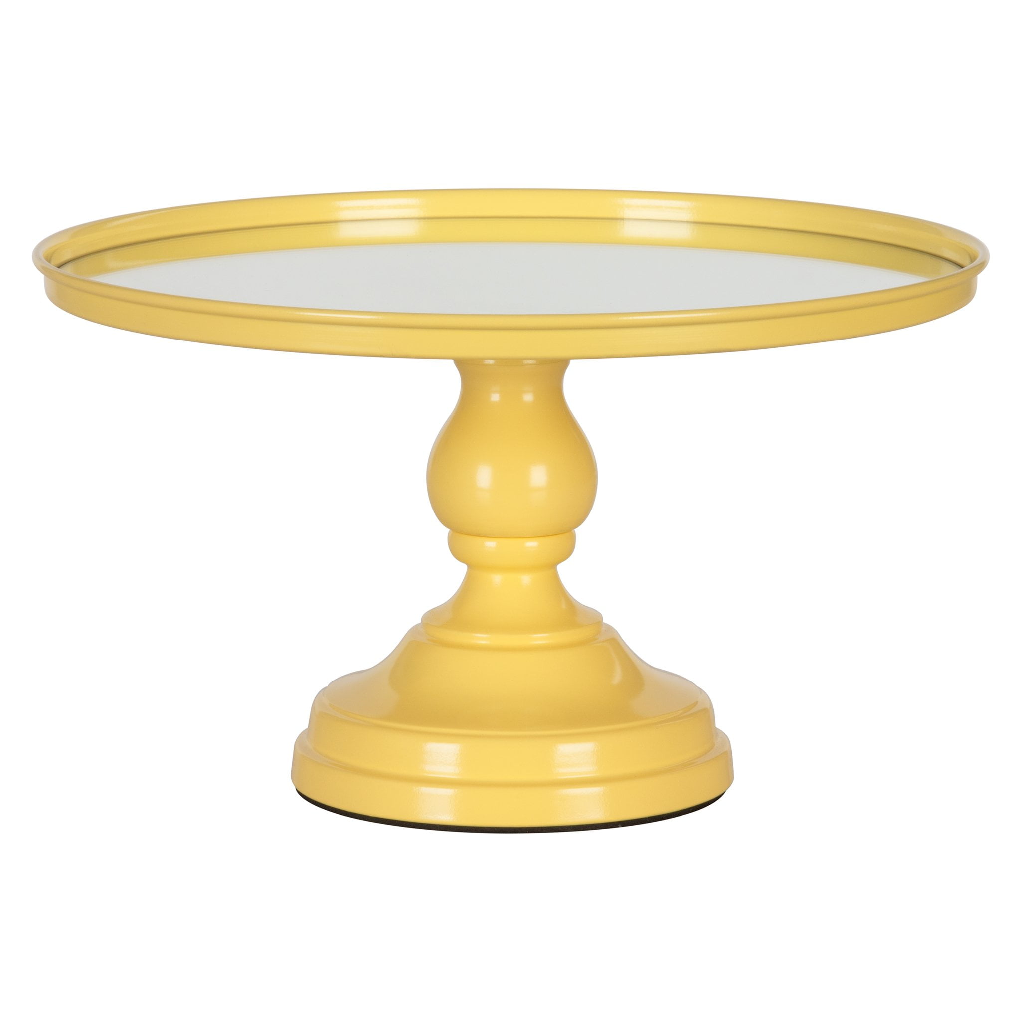 Amalfi Décor 12 Inch MirrorTop Cake Stand (Yellow) Stainless Steel
